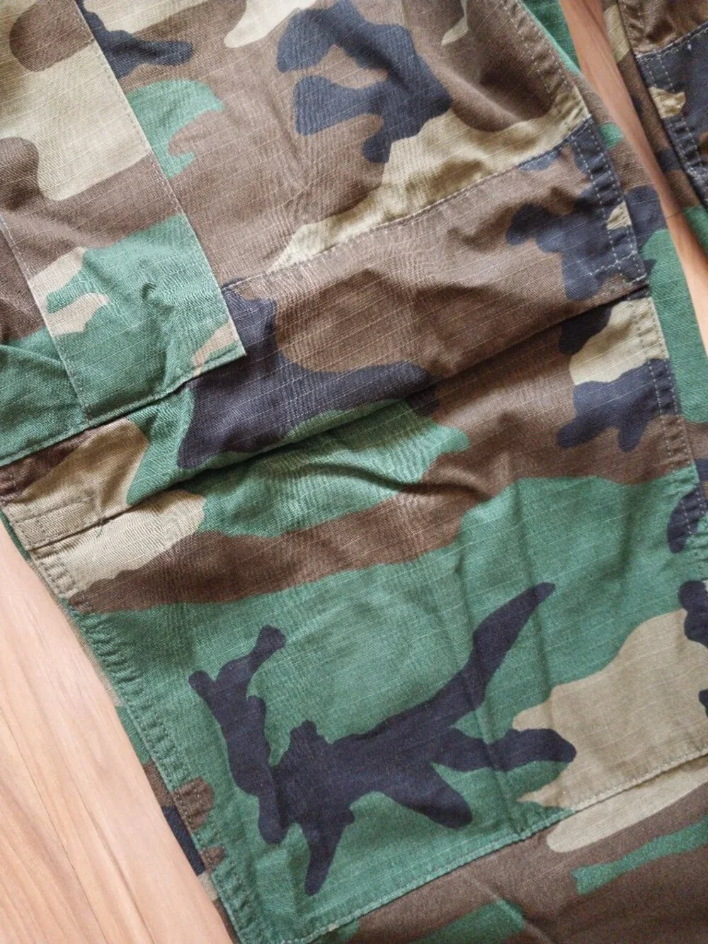 US Military Woodland Camouflage BDU Trousers Hot Weather Ripstop Sz Medium Short